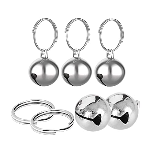 Pamtns Silberne Glöckchen Schellen 5 Stück Glöckchen Silber Hundeglocke Jagd Silber Jingle Bells Glöckchen Hundeglocken Schlüsselringe Metallglöckchen Glocke Hund für Hunde Halsband Dekor von Pamtns