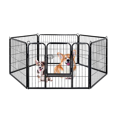 Panana Laufstall für Hunde, robust, für Katzen, Kaninchen, Zaun, faltbar, für drinnen und draußen, Laufgehege (6 Paneele, 80 x 60 cm) von Panana