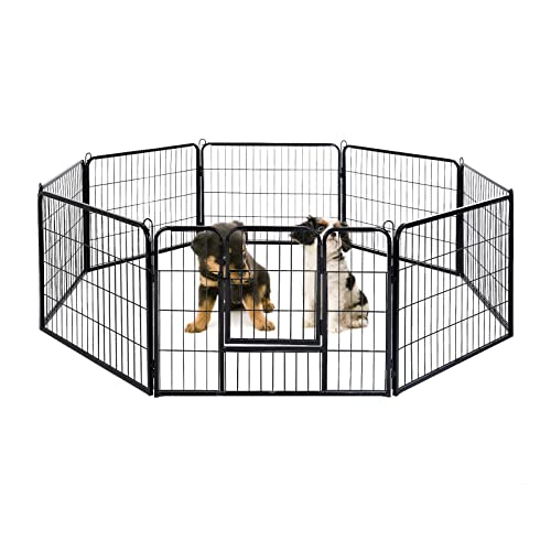 Panana Laufstall für Hunde, robust, für Katzen, Kaninchen, Zaun, faltbar, für drinnen und draußen, 8 Paneele, 80 x 60 cm von Panana