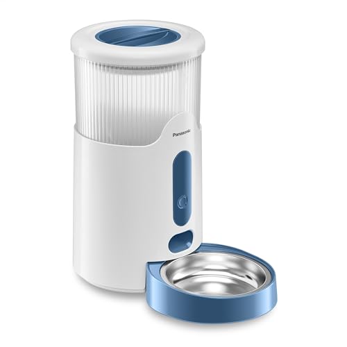 Panasonic CP-JNF01CW Smart Pet Feeder, automatischer Futterautomat, Katzen & kleine, mittelgroße Hunde, 2,8 Liter, App-Steuerung, Füllstandsüberwachung, WLAN, spülmaschinenfester Napf, Dualstrom,Weiß von Panasonic