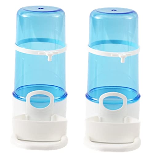 Panchitalk 2 x automatische Vogelfutterspender, Wasser-Trinkflasche, Haustierfutterbehälter für Käfig, Wellensittich, Hamster, 415 ml, Blau von Panchitalk