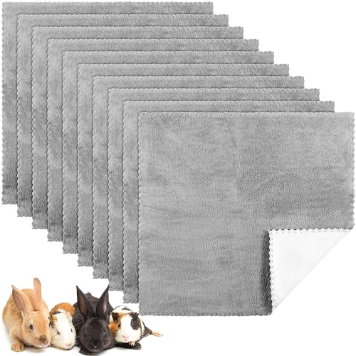 anelee 10 Stück Waschbare Haustier Decken für Hunde Meerschweinchen Hase Katze Wasserdichtes Kleintier Pipi Pad Wiederverwendbare Schlafmatte Saugfähige Käfig Einlagen (Grau, 11 x 12 Zoll) von Panelee