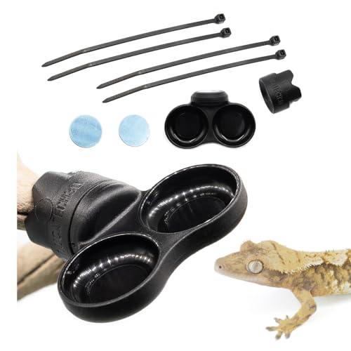 Pangea Microdish Ast- und Oberflächenmontage-Kit für Gecko-Fütterung, kleine Doppelschale für Mikro-Geckos, Trauergeckos, Anolen, und andere kleine Reptilien, Zweigschale 3,2 x 3,2 cm (XS Dual Branch von Pangea