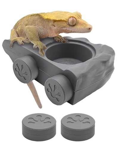 Pangea Silikon-Gecko-Fütterleiste – magnetischer Mini-Futternapf für Reptilienbecken – 10,5 x 6,7 x 3 cm – passend für 14,2 g Becher (grau) von Pangea