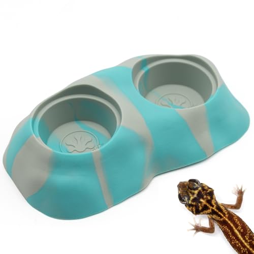 Pangea Ultimate Eco Dish Gecko Futter- und Wassernapf für Geckos und andere Reptilien, langlebiger Silikon-Futternapf für Reptilien-Terrarien, 7,9 x 14 cm (türkisfarbener Marmor) von Pangea