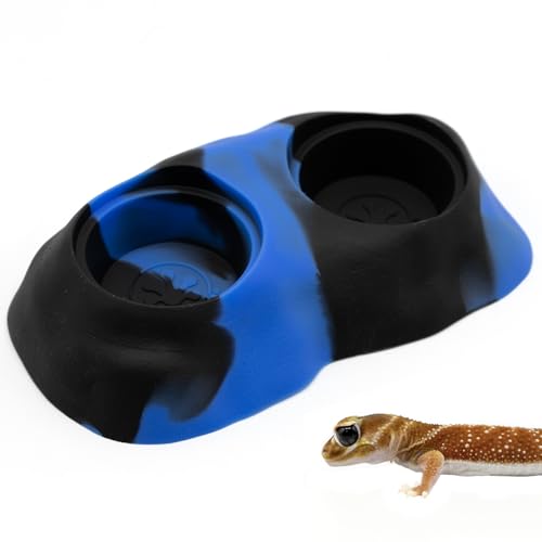 Pangea Ultimate Eco Dish Gecko Futter- und Wasserschale für Geckos und andere Reptilien, langlebiger Silikon-Futternapf für Reptilien-Terrarien, 7,9 x 14 cm (blauer Marmor) von Pangea