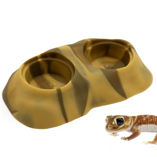 Pangea Ultimate Eco Dish Gecko Futter- und Wassernapf für terrestrische Eidechsen, langlebiges Silikon-Futterzubehör für Reptilien-Terrarien, 7,9 x 14 cm (Wüstenmarmor) von Pangea