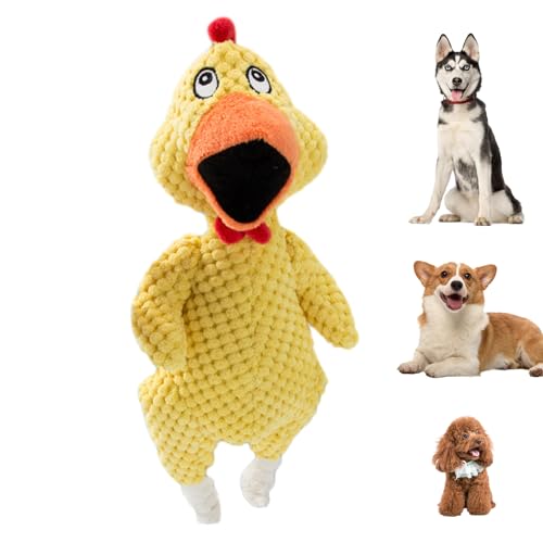 Pankha Hühner-Hundespielzeug mit Quietscher, quietschendes Hühner-Hundespielzeug | Quietschendes Hundespielzeug | Kauspielzeug für Hunde mit quietschendem Ton in Tierform, schreiende Hühnerhunde von Pankha