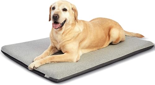 Panku Großes 91,4 cm großes Hundebett, Hundekäfig-Pad, langlebig, waschbar, wasserdicht, atmungsaktiv, Memory-Schaum, weich, für den Außenbereich, orthopädisches, beruhigendes Hundebett (Grau, 35 x 22 von Panku