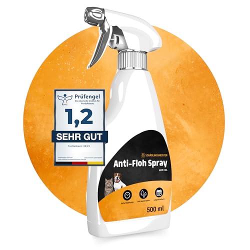 SCHÄDLINGSMEISTER Anti-Floh Spray 2x500ml - Flohspray für Wohnung und Möbel - FLECKENFREI - Gegen Flöhe in der Wohnung - Ohne Permethrin - Flohmittel für Wohnung - Floh Spray Flee Spray - AMP 2 CL von Panteer