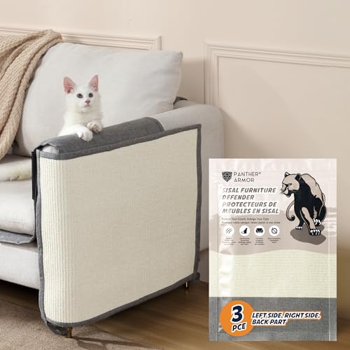 Panther Armor Kratzmatte & Kratzschutz für die Katze - Natürlicher Sisal Kratzteppich & Kratzmöglichkeit für das Sofa - Katzen Couch Abdeckung von Panther Armor