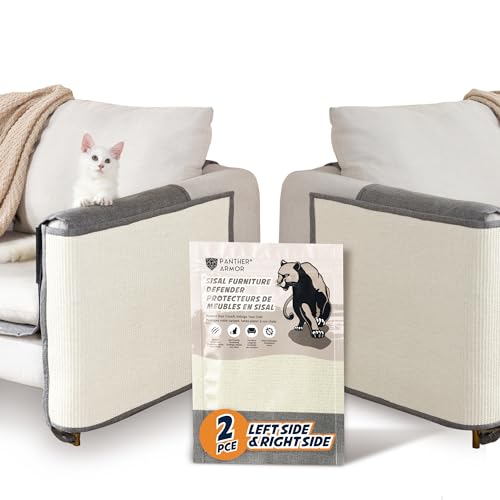 Panther Armor Kratzmatte & Kratzschutz für die Katze - Natürlicher Sisal Kratzteppich & Kratzmöglichkeit für das Sofa - Katzen Couch Abdeckung von Panther Armor