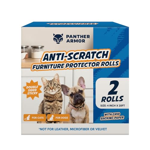 Panther Armor Anti Cat Scratch Furniture Protector, 2Pk Roll, Double Sided Sticky Cat Tape for Furniture, Furniture Scratch Guards for Cats, Cat Scratch Deterrent for Furniture, 4in x 20ft von Panther Armor