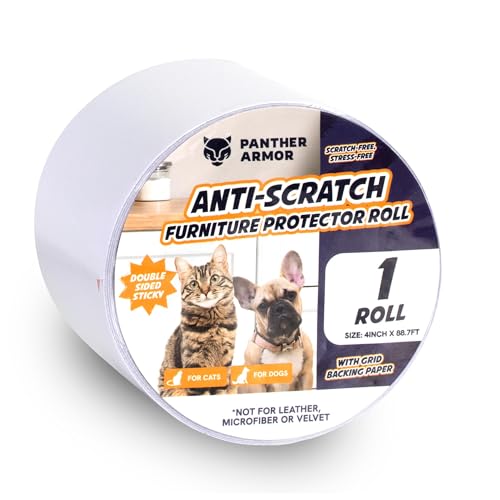 Panther Armor Anti Cat Scratch Furniture Protector, 1Pk Roll, Double Sided Sticky Cat Tape for Furniture, Furniture Scratch Guards for Cats, Cat Scratch Deterrent for Furniture, 4in x 88.7ft von Panther Armor