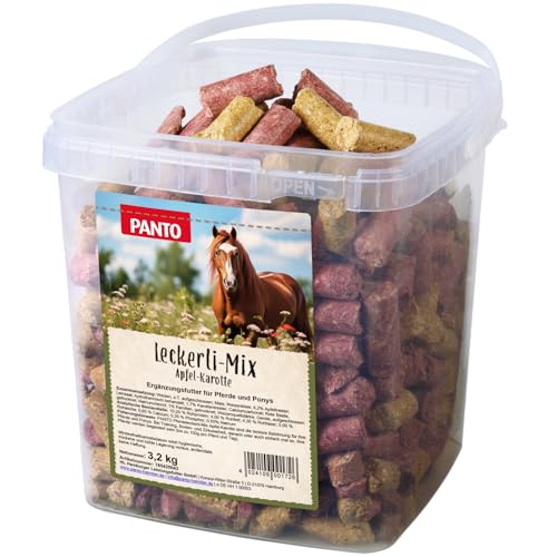 PANTO Leckerli Mix für Pferde Apfel & Karotte 3,2 kg – leckere Belohnung für Pferde und Ponys in Pelletform, Zwei Sorten Pferdeleckerlis, Pferdefutter Ergänzung von PANTO