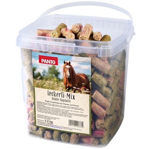 PANTO Leckerli Mix für Pferde Kräuter & Hagebutte 3,2 kg – leckere Belohnung für Pferde und Ponys in Pelletform, Zwei Sorten Pferdeleckerlis, Pferdefutter Ergänzung von PANTO