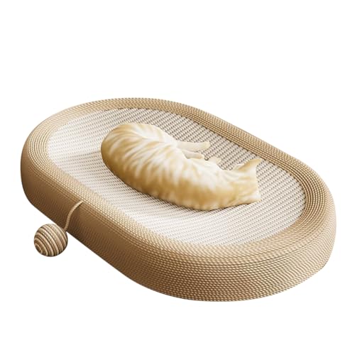 Panup Sisal Katzenkratzbett - 61 cm Katzenkratzer Karton, 3 in 1 ovales Katzenkratzbett Pad mit Spielball, langlebiges Katzenkratz-Loungebett für Indoor-Katzen, Kätzchen, Welpe von Panup