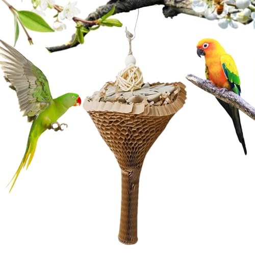 Paodduk Vogel-Kauspielzeug, Papageien-Vogelspielzeug - Natürliches Vogelfutter-Kauspielzeug im Kegel-Design - Papageienspielzeug, Vogelpapageienspielzeug mit Haken, Papageienkäfig-Schredderspielzeug, von Paodduk