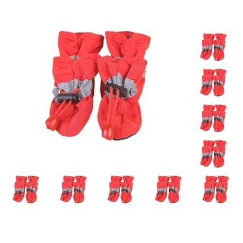 10 Set 4 Stück Haustierschuhe Wasserdicht Schnee Regen Stiefel Hund Welpen Pfoten Pflege Zubehör Hunde Socken Booties Welpen Katzen Schuhe Rot 5, Stil 5 von Paowsietiviity