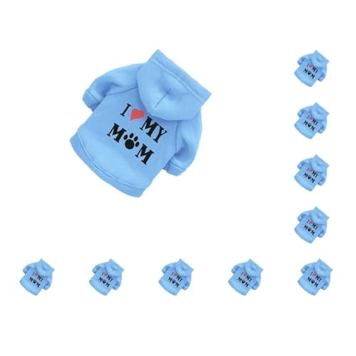 10 Set Herbst Winter Haustier Kleidung Gedruckt Hoodie Warme Haustiere Kleidung Sweatshirt Bequem Kostüm Outfit Home Outdoor Blau L von Paowsietiviity