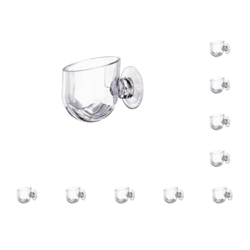 10 Set mit 4 Wasserpflanzen-Töpfen, transparent, für Aquarium, Wurm, Aufbewahrung, Futterspender mit Saugnapf, für Zuhause, Büro, Aquarium, Dekoration, Ersatz von Paowsietiviity