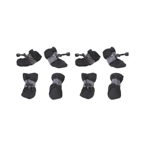 2 Set 4 Stück Haustierschuhe Wasserdicht Outdoor Regenstiefel Hund Welpen Pfotenpflege Zubehör Frühling Sommer Booties Schuhe Schwarz 2, Stil 2 von Paowsietiviity