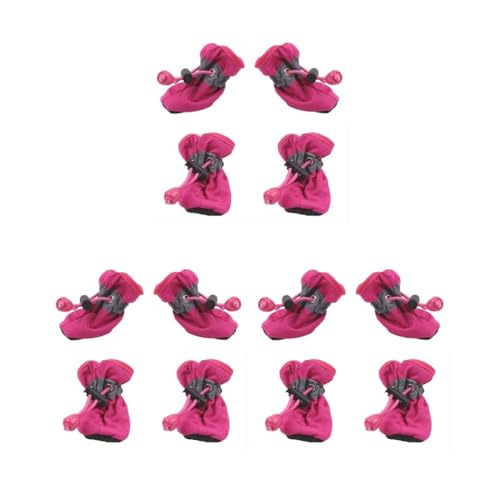 3 Set 4 Stück Haustierschuhe Outdoor Regenstiefel Hund Allwetter Prewalkers Welpen Pfoten Pflege Zubehör Anti-Rutsch-Schuhe Rose Red 6, Stil 6 von Paowsietiviity