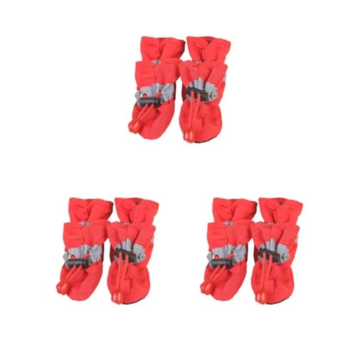 3 Set 4 Stück Haustierschuhe Outdoor Regenstiefel Kleine Hunde Prewalkers Welpen Pfoten Pflege Zubehör Frühling Welpen Katzen Schuhe Rot 3, Stil 3 von Paowsietiviity