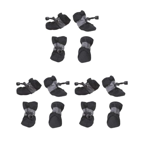 3 Set 4 Stück Haustierschuhe Regenstiefel Hund Allwetter Welpen Pfotenpflege Zubehör rutschfeste Herbstsocken Welpen Schuhe Schwarz 3, Stil 3 von Paowsietiviity