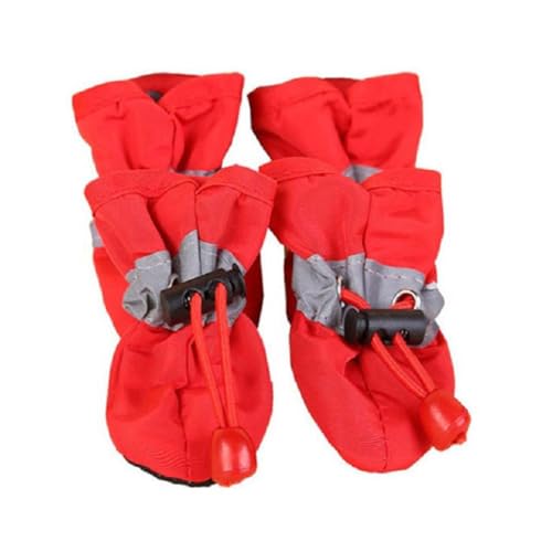 4 Stück Haustierschuhe Outdoor Regenstiefel Kleine Hunde Prewalkers Welpen Pfoten Pflege Zubehör Frühling Welpen Katzen Schuhe Rot 3, Stil 3 von Paowsietiviity