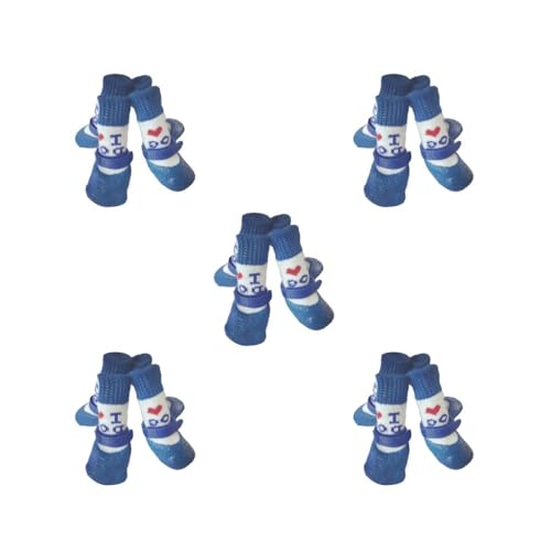 5 Set 4 Stück Haustierschuhe Niedliche Regen Schnee Stiefel Anti-Rutsch-Socken Set Gute Elastizität Strumpf Schuhe Winter Boden Love Blau M von Paowsietiviity