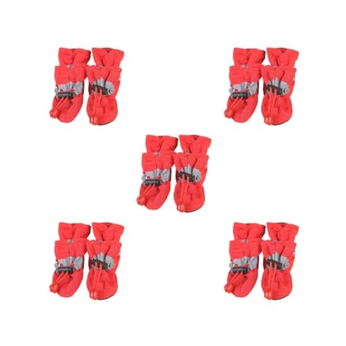 5 Set 4 Stück Haustierschuhe Outdoor Regenstiefel Kleine Hunde Prewalkers Welpen Pfoten Pflege Zubehör Frühling Welpen Katzen Schuhe Rot 3, Stil 3 von Paowsietiviity