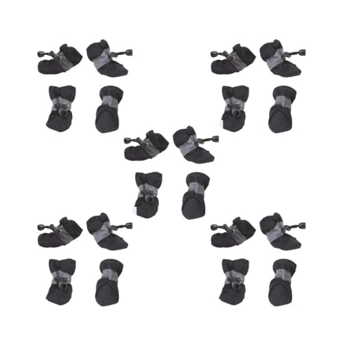 5 Set 4 Stück Haustierschuhe Regenstiefel Hund Allwetter Welpen Pfotenpflege Zubehör rutschfeste Herbstsocken Welpen Schuhe Schwarz 3, Stil 3 von Paowsietiviity