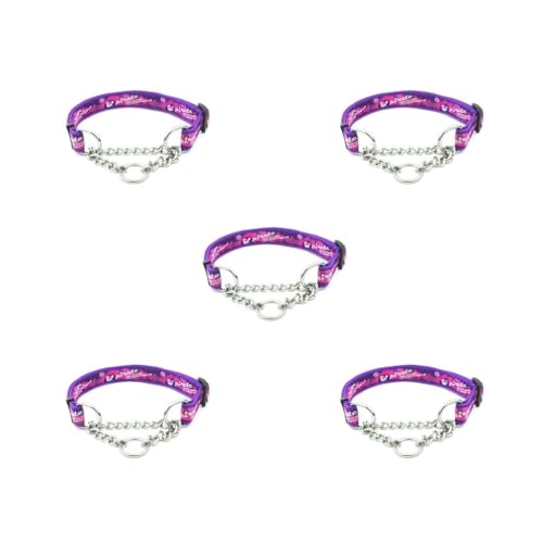 5er-Set Metall-Haustierhalsband, tragbarer Ersatz, rutschfest, verstellbar, Outdoor, Wandern, Laufen, Spielen, Haustiere, Abschleppen, Choker, Stil 1, Lila von Paowsietiviity