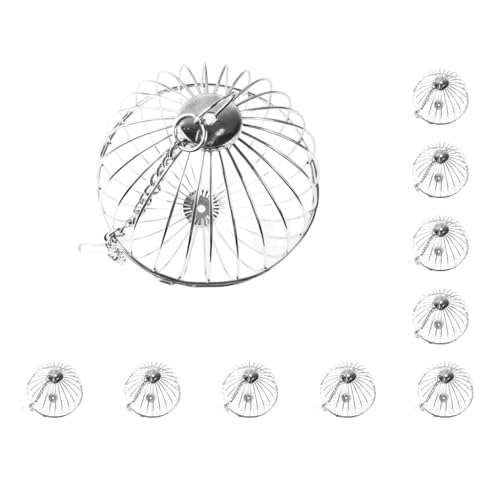 Futterspender für Haustiere, Gräser, Rahmen, Schalen, Edelstahl, Heu-Futterspender, Anti-Biss mit Seil zum Aufhängen, verschleißfester Strohrahmen, Kugelkaninchen, 10 Stück von Paowsietiviity