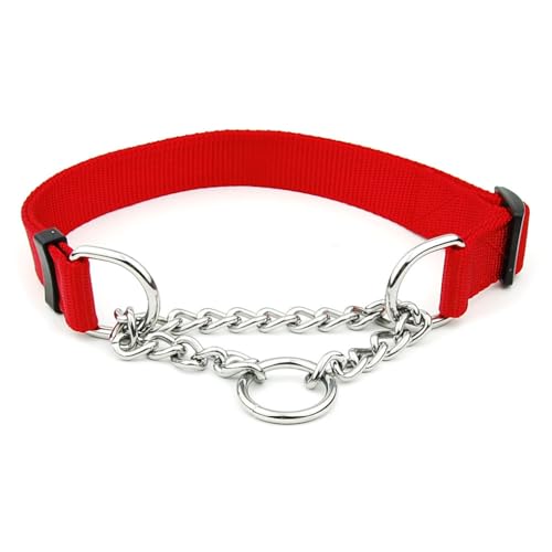 Haustierhalsband, wiederverwendbar, waschbar, strapazierfähig, verstellbar, zum Spazierengehen, Laufen, für Haustiere, Abschleppen, Halsband, Nylon, Rot von Paowsietiviity