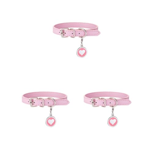 Hundehalsband, mehrfarbig, graviert, Welpen-Namensschild, leicht, niedliches Design, exquisite Handwerkskunst, Haustierbedarf, ID-Tag, Rosa, 3er-Set von Paowsietiviity