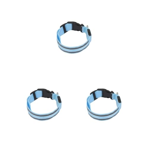 LED-Hundehalsband, verstellbar, wiederaufladbar, wiederaufladbar, reflektierend, blinkende Kette, Geschirr für Haustierbedarf, Blau, 3er-Set von Paowsietiviity