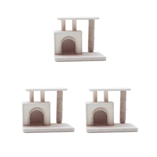 Paowsietiviity 3 Set Mini Haus Katzenturm Kreative Kleine Mini Katze Klettergerüst Dolly Haus Dekor Katzenbaum für Haushalt Kindergarten Kinder von Paowsietiviity