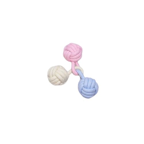 Paowsietiviity Pet Cotton Ropes Bissresistentes Zahnreinigungs-Hundespielzeug, leicht, flexibel, Kauspielzeug, Backenknochenform, drei Bälle verbunden von Paowsietiviity