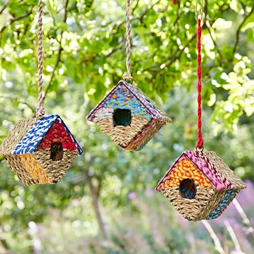 Diamond Vogelhaus aus recycelter Baumwolle, handgefertigt, Fair Trade-Handwerk, recyceltes Metall, Baumwolle und Jute von Paper High