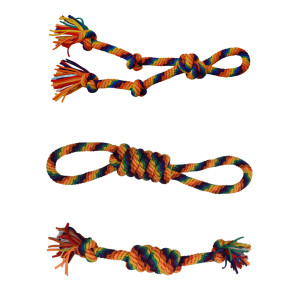 Spieltau Regenbogen Hundespielzeug 63cm - 2 Knoten von Papillon