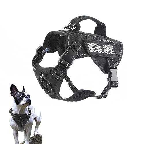 Taktisches Hundegeschirr, schwarz, verstellbar, weich gepolstert, für Arbeitstraining, Hundeweste, Geschirr, kein Ziehen, Outdoor, Militär, Haustiergeschirr, reflektierend, mit einfachem Griff, XS von Papipets