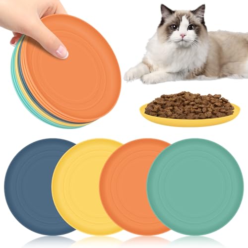 10 Stück Katzennapf Flach, Katzenschüssel In 4 Farben, Flache Schale Für Kätzchen, Runde Futternapf Katze Flach (15 * 15 * 1.5cm), Buntes Katzen Näpfe Set Für Trockenfutter Und Nassfutter von Parastar