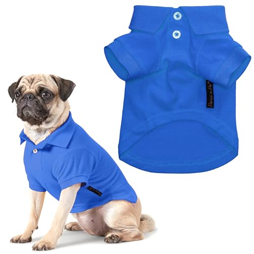 Parisian Pet Blue Polo Shirt for Dogs - 100% Cotton, Breathable Summer Outfit for Puppy Dog, Cat |Solid Color Dog Shirts - Size 2XL von Parisian Pet