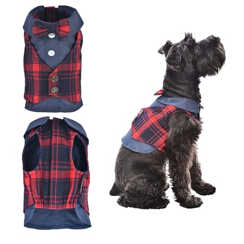 Parisian Pet Designer Scottish Red/Blue Plaid Dog Tuxedo Holiday Party Special Occasion von Parisian Pet