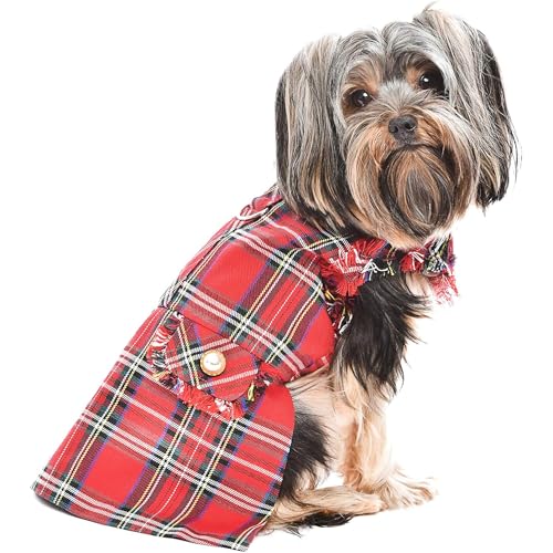 Parisian Pet Designer Tartan Fringe Red Dog Dress von Parisian Pet