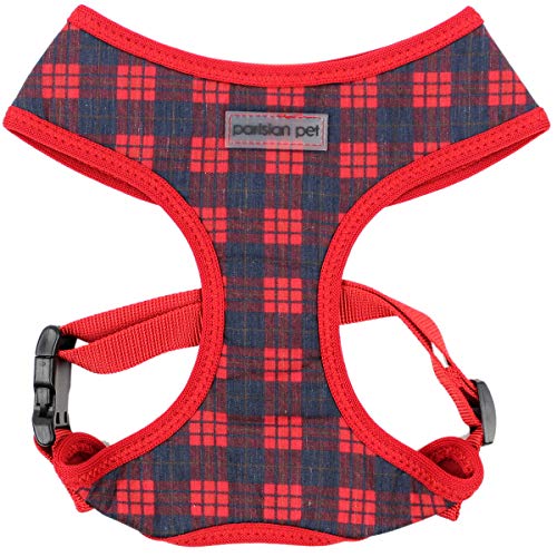 Parisian Pet Dog Cat Harness Step-in Vest, Plaid, Camo, Leopard, Polka Dot Dress (L, Plaid Red) von Parisian Pet