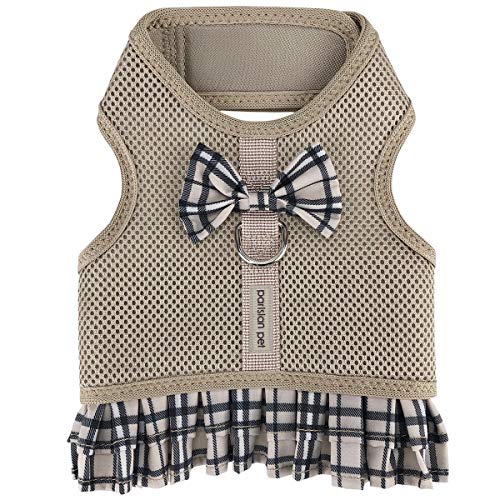 Parisian Pet Dog Cat Harness Step-in Vest, Plaid, Camo, Leopard, Polka Dot Dress (S, Plaid/Khaki Dress) von Parisian Pet