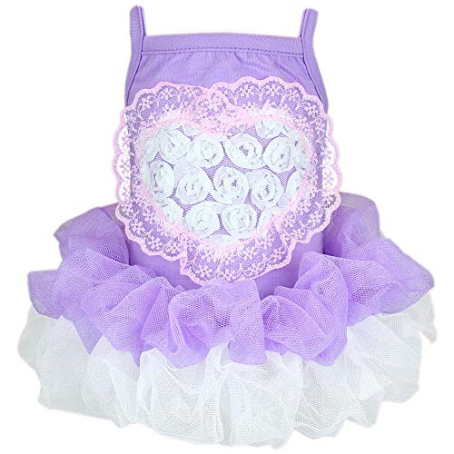 Parisian Pet Dog Clothes Cat Apparel Outfits Tutu Heart, Purple, L von Parisian Pet